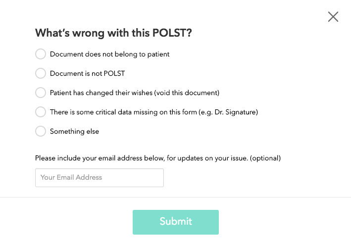 Report Error on POLST